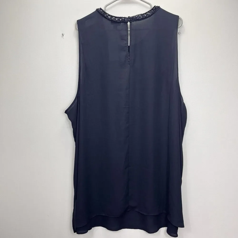 NWT Torrid Black Georgette Sequin Beaded Sleeveless‎ Blouse Size 5X - Picture 9 of 12